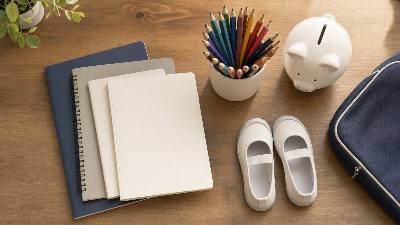School supplies and a piggy bank — the Korean child support table prices the ordinary costs of a childhood